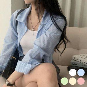 반크롭 잔스트라이프 캐주얼셔츠 우먼 탑 여자와이 동절기 남자 컴포트 셔츠 남자상의타탄 여성상의