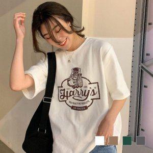 이지 헤드웨어 강아지 순면 반소매티 라운드셔츠 심플 박스티 그래픽 티탑 남성여성젠더리스