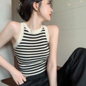 20대 30 시그니처 우먼 홀터넥 세로줄 크롭핏 탱크탑 탱크탑 우먼 배꼽티 트레이닝 튜브탑크롭탑