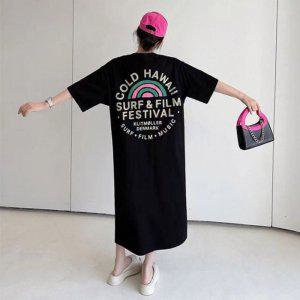 이지 하와이 루즈핏 반소매원피스룩
