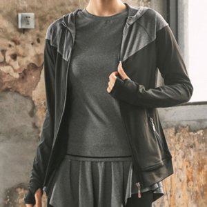 여성용 데일리우먼 롱티 집업후드 S/S F/W 스포츠 스포츠라인 실내 요가 필라테스 운동 패셔너블 포인트컬