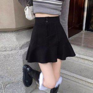 투 버튼 물결 핏 다리가길어 보이는 롱스커트 바텀스 여성용 여자하의 컴포트 블루진 롱스커트 청치마