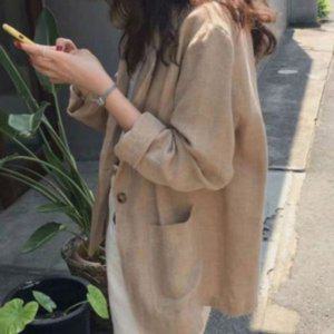 레이디 마소재 점퍼 후드집업 심플여성용 마이 폴로카라 재킷 베이지