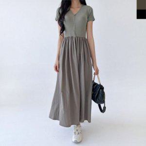 GSS 데일리룩 ND63 V라인 플레어실루엣드레스 일상템 숏티 롱기장 원피스룩