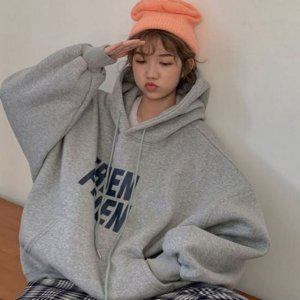 드롭숄더 이지걸스 후디 오버사이즈 후드티 웜라이닝 롱셔츠 탑
