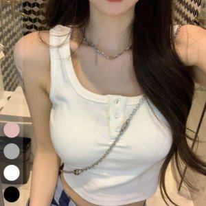 여자 강조 스트라이프짜임 심플 크롭핏 트렌드 민소매 애슬레저 브라슬리브리스 요가복 걸 탱크탑