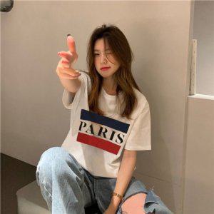 데일리 100 코튼 오버사이즈 Paris 걸스반소매티