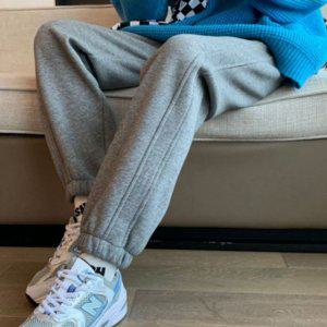 여성용 보온성 기모바지 루즈 조거트렌디 바지 허리밴딩 사이드 두줄라인 포커스 동절기 브러시드 긴바지