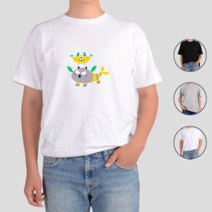 반팔티셔츠 회색 노랑색 몬스터 친구들 그림 다양한색상 전사이즈
