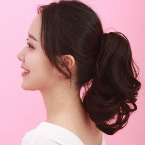 하이 포니테일 가발 여성 내추럴웨이브 헤어 풍성한 머리 집게