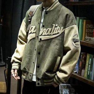 자켓 바시티 루즈핏 야구 남성 스웨이드 오버핏