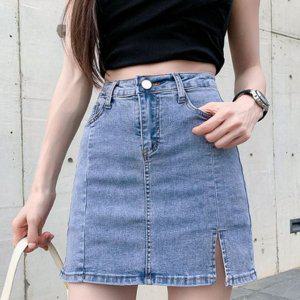 하이 청치마 데님 데일리 슬림핏 여름 스커트 속바지