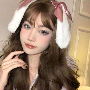 귀여운 페이크퍼 리본 토끼귀 헤어 집게핀 2P