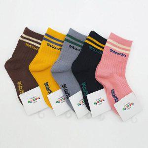 아동 양말 골지 5켤레 묶음 줄무늬 면양말 편한