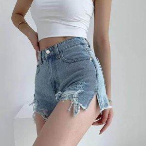트렌디 활찢청 반바지 여성 데님 데일리 여름 숏팬츠 연청바지
