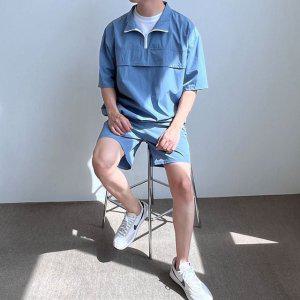 바스락 남자셋업 블루 남녀공용 바람막이 보라 남자트레이닝 트레이닝복세트 운동복 남자