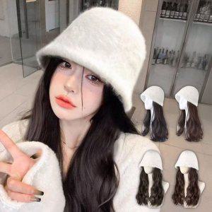 여성 모자형 통가발 긴머리 스타일링 물결 벙거지모자