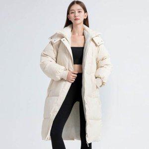베이지 퀼팅 점퍼 하이넥패딩 여성롱패딩 퀼팅점퍼