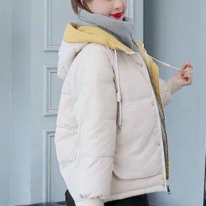 후드 숏패딩 웰론 여성 패션 자켓 베이지 루즈핏 후리스 여성패딩