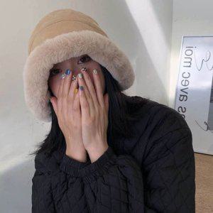 베이지 양털 벙거지모자 여성 겨울모자 버킷햇