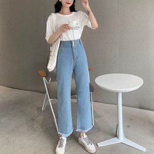 연청 와이드 데님팬츠 여성 통큰 청바지 여름 하이웨스트 데일리