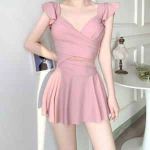핑크 모노키니 여성수영복 체형커버수영복
