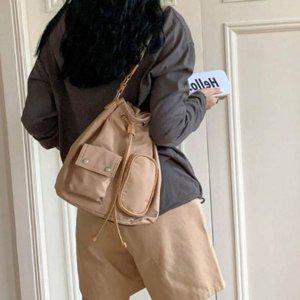 캔버스 버킷백 숄더 여성 버킷백 데일리 복주머니 가벼운 가방