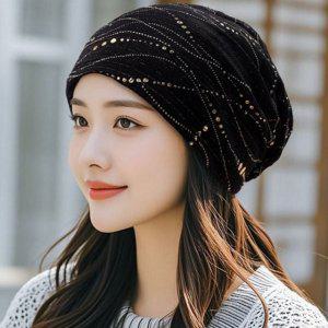 스타일리쉬 여성 비니 모자 편안한 중년 항암 모자 데일리 사계절