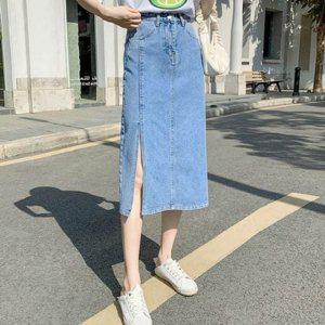 베이직 여성 데님 스커트 데일리 청치마 캐주얼 여름 트임