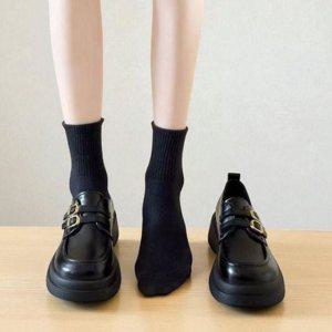 데일리 여성 로퍼 굽높이4.5cm 버클 로퍼 키높이 통굽 플랫 슈즈