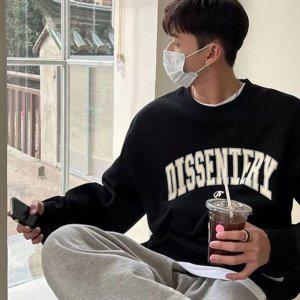 루즈핏 긴 팔 티셔츠 박시 남성 오버핏 맨투맨 라운드 프린팅