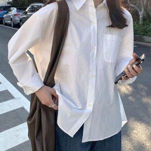 데일리 여성 루즈핏 와이셔츠 베이직 여성 오버핏 남방 오피스 가을