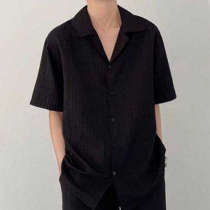 루즈핏 남성 반팔 셔츠 오픈카라 반팔 셔츠 데일리 여름