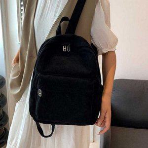 캐주얼 무지 백팩 스트링 코듀로이 백팩 데일리 캠퍼스