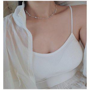 실버925 국내제작 미니 스마일 모양 목걸이 데일리 은목걸이 (SILVER)