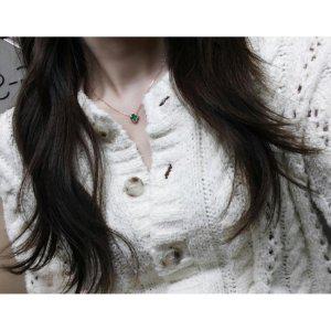 실버925 국내제작 장미석 클로버 유니크 실버 목걸이 은목걸이 (SILVER)