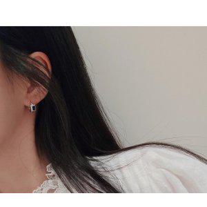 실버925 국내제작 사파이어 포인트 원터치 시크한 귀걸이 데일리 은귀걸이 (SILVER)