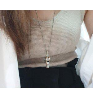 실버925 국내제작 멋스러운 호루라기 목걸이 남녀공용 은목걸이 (SILVER)