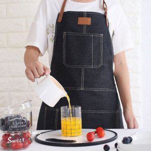 바리스타 앞치마 가죽 끈 앞치마 데일리 워크 카페 주방 가능 패치 캠핑