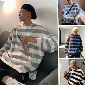 루즈핏 남성 단가라 맨투맨 라운드 남성 오버핏 맨투맨 긴팔 캐주얼