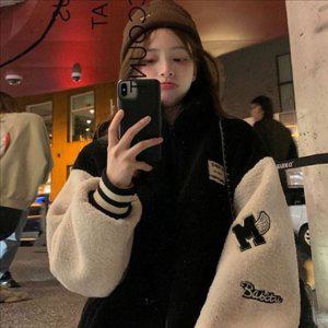 후리스 여성 플리스 점퍼 패치 여성 야구 점퍼 뽀글이 겨울