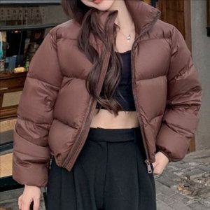 하이넥 여성 크롭 패딩 오버핏 여성 숏 패딩 웰론 겨울