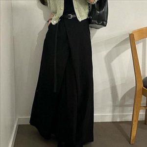 a라인 여성 롱 스커트 사선 여성 랩 스커트 데일리 뒷밴딩
