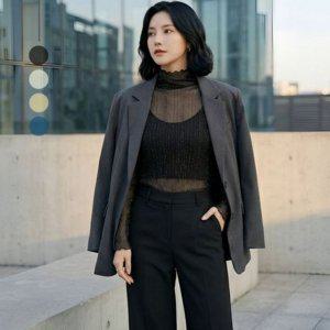 루즈핏 여성 시스루 블라우스 레이어드 여성 레이스 블라우스 반목 물결넥