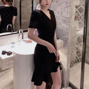 데일리 여성 원피스 플레어 여성 랩 원피스 브이넥 여름 프릴