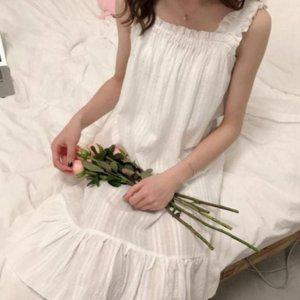여름 여성 순면 잠옷 나시 여성 프릴 잠옷 원피스 웨어
