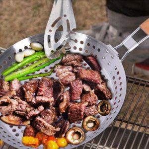 타공 숯불 석쇠 캠핑용 BBQ그릴 팬 직화 구이 접이식 불판