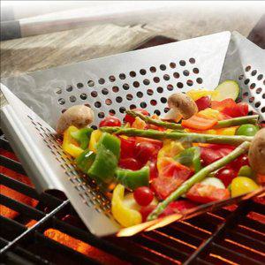 사각 숯불 캠핑 팬 바베큐 BBQ타공 팬 그릴 직화 구이