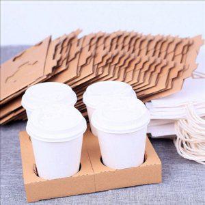 커피 배달용 컵 캐리어 크라프트 종이 컵 캐리어 테이크아웃 카페