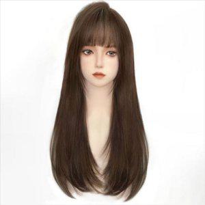 풀 여성 롱 스트레이트 가발 스타일풀 여성 레이어드 가발 긴